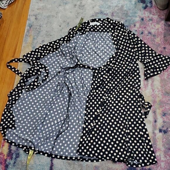 Angel Maternity Polka Dot Wrap Dress with Bell Sleeves in Black & Cream Size XS - Picture 8 of 10